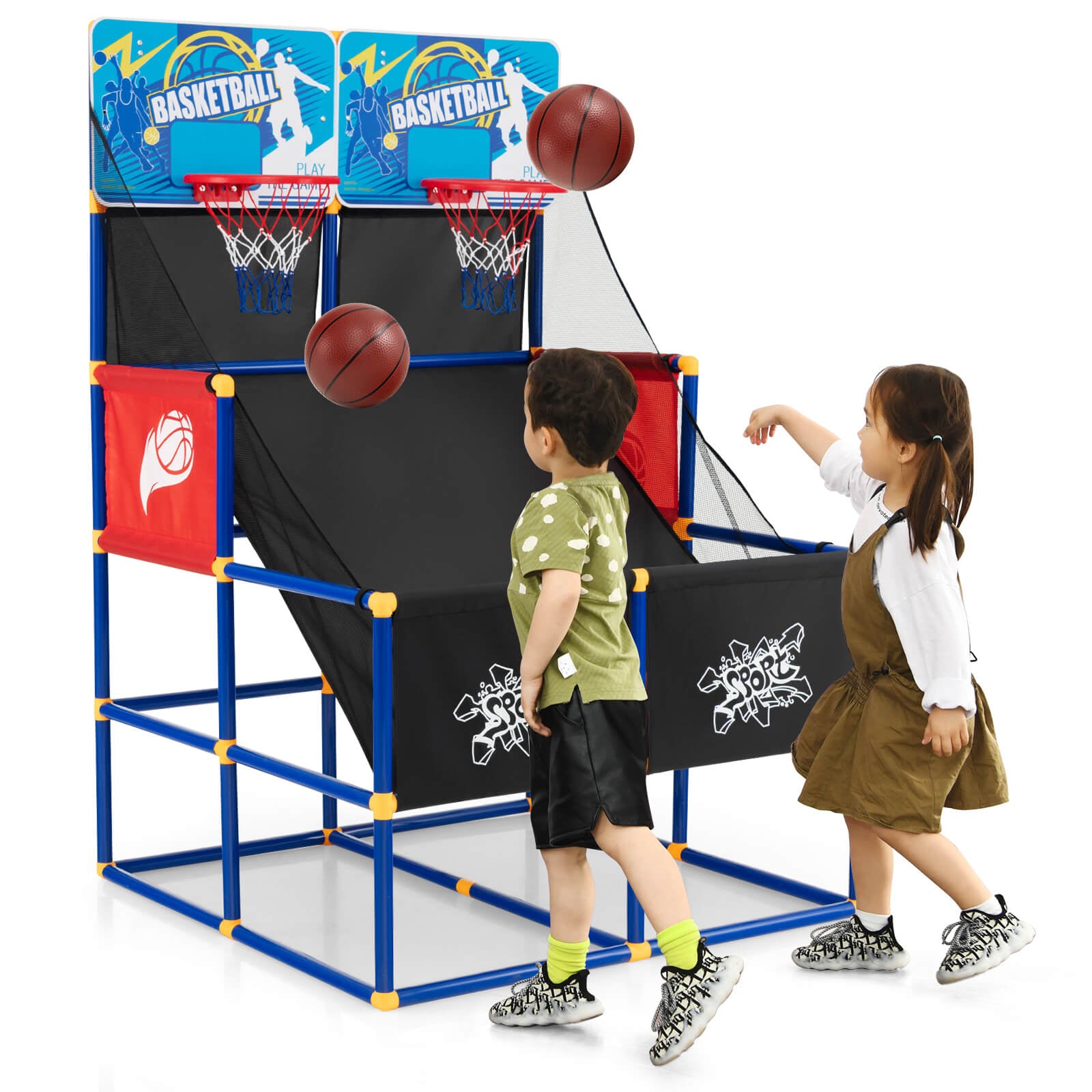 Kids Arcade Basketball Game Set, 4 Basketballs, Ball Pump, Multicolor Toy Sports at Gallery Canada