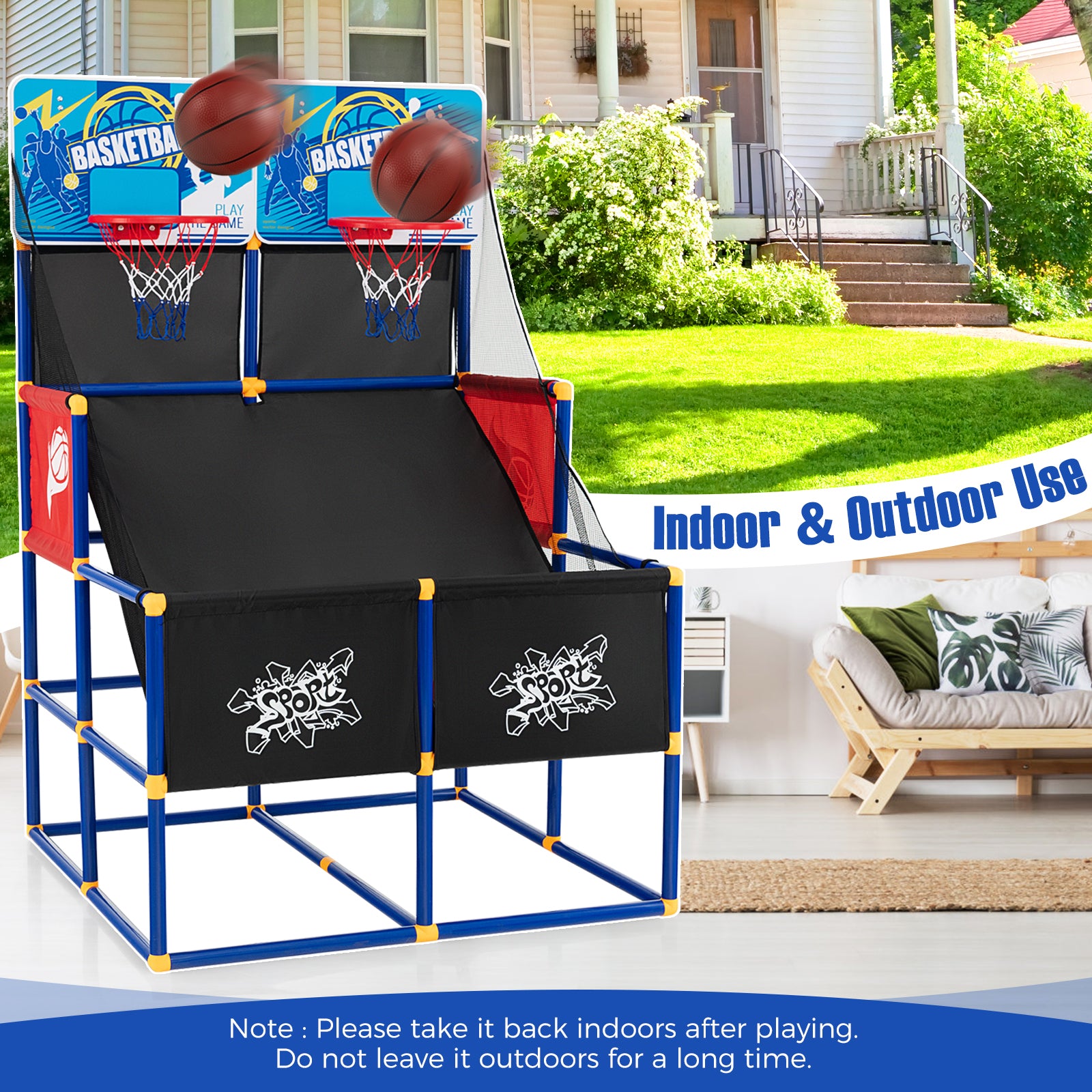 Kids Arcade Basketball Game Set, 4 Basketballs, Ball Pump, Multicolor Toy Sports at Gallery Canada