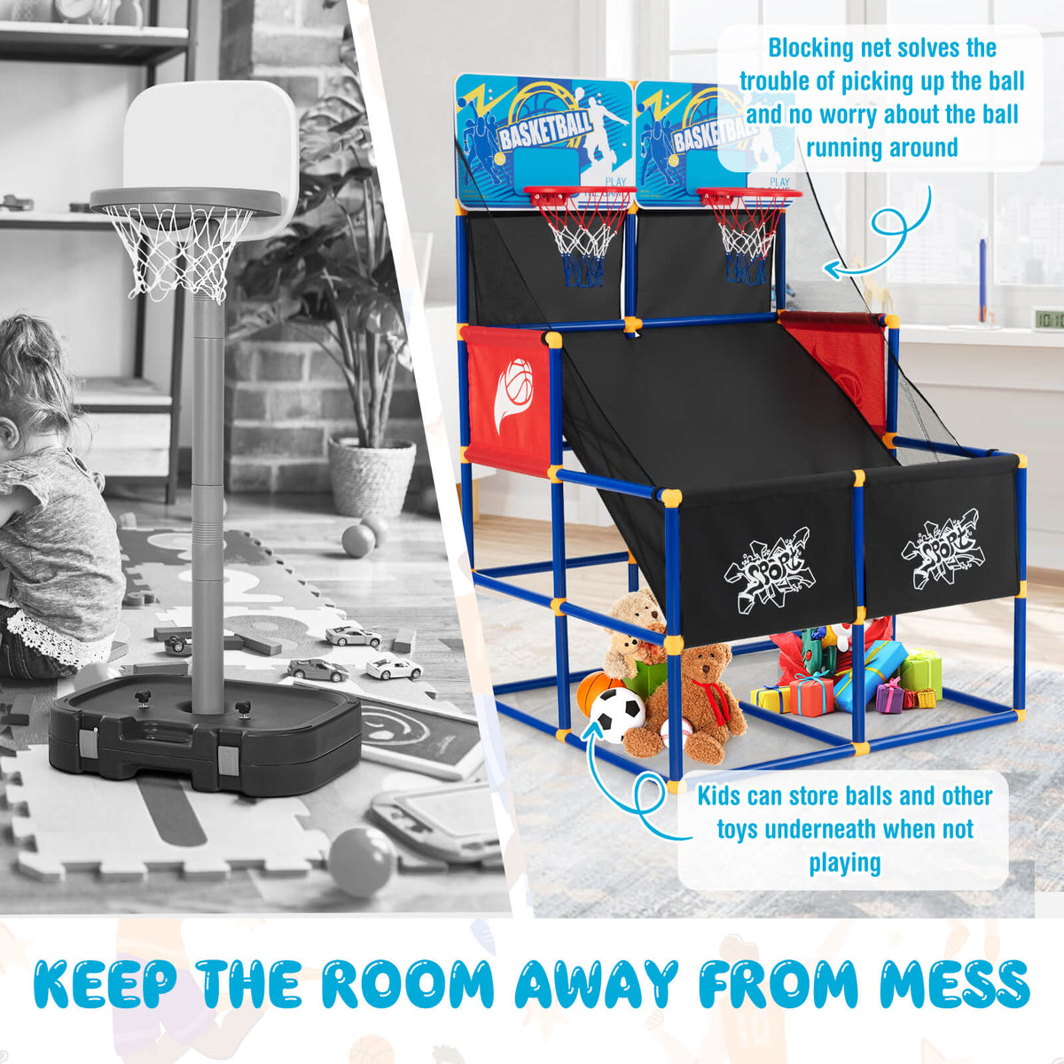 Kids Arcade Basketball Game Set, 4 Basketballs, Ball Pump, Multicolor Toy Sports at Gallery Canada