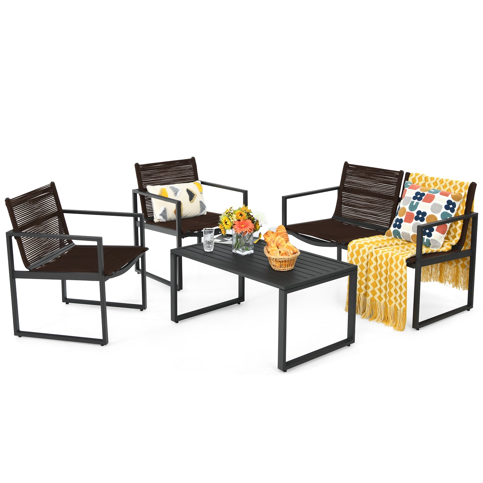 Patio Furniture Conversation Set, 4 Pieces, Black Patio Conversation Sets at Gallery Canada