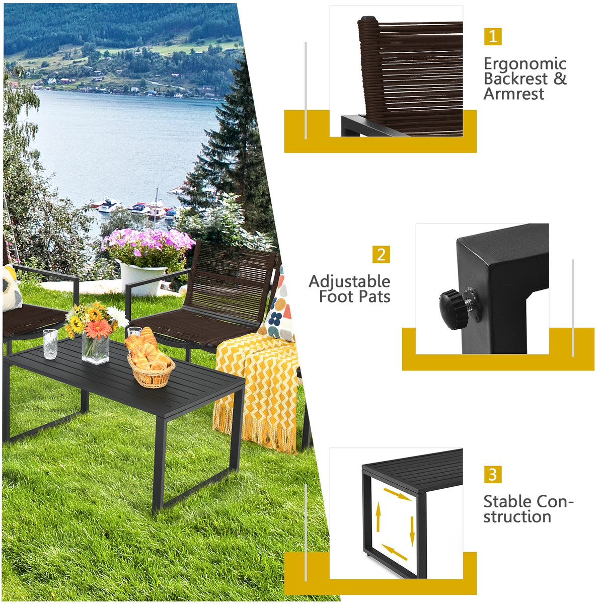 Patio Furniture Conversation Set, 4 Pieces, Black Patio Conversation Sets at Gallery Canada