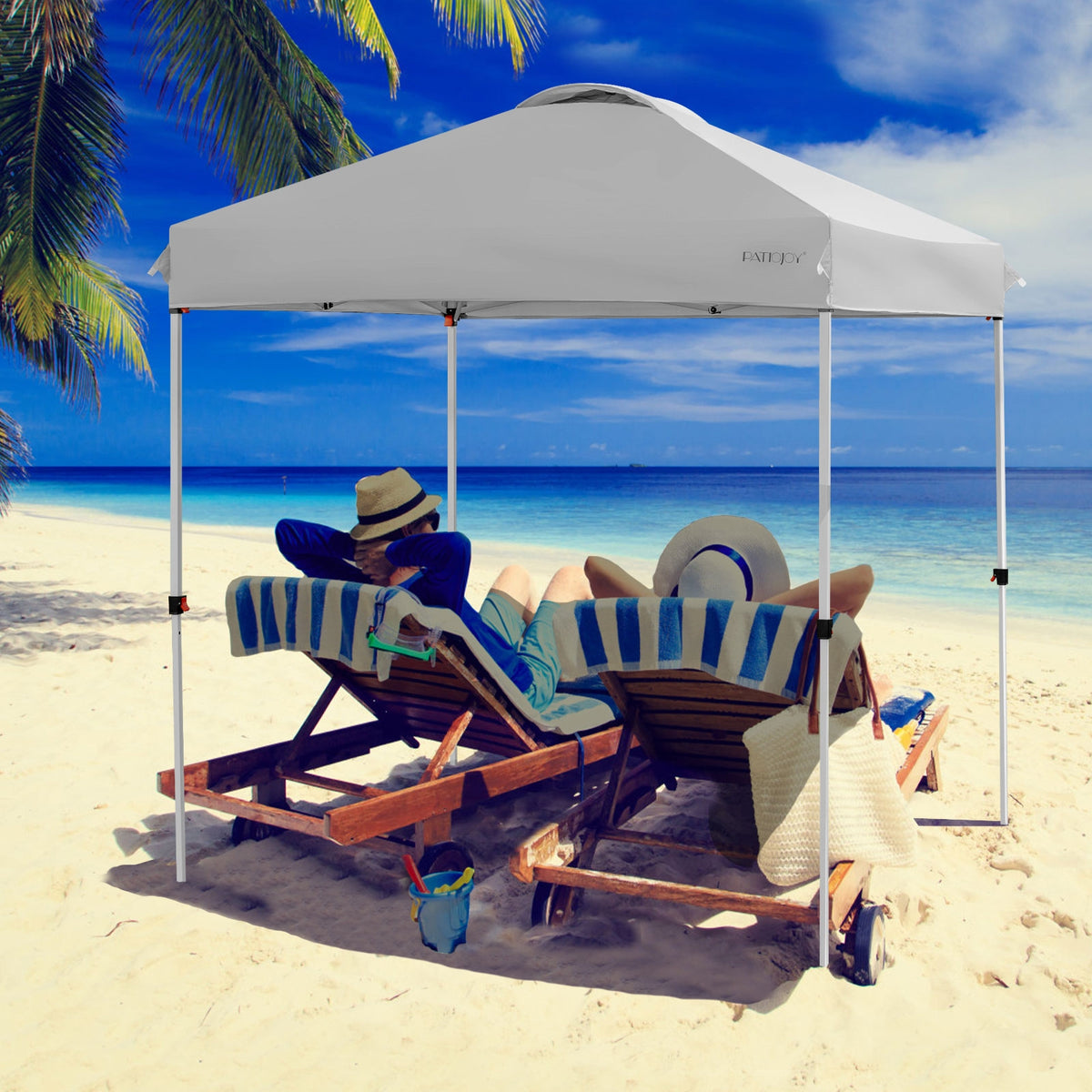 6.6 x 6.6 Feet Pop-Up Canopy Tent, With Roller Bag, Gray Canopies at Gallery Canada