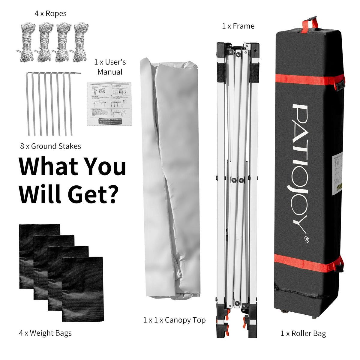 6.6 x 6.6 Feet Pop-Up Canopy Tent, With Roller Bag, Gray Canopies at Gallery Canada