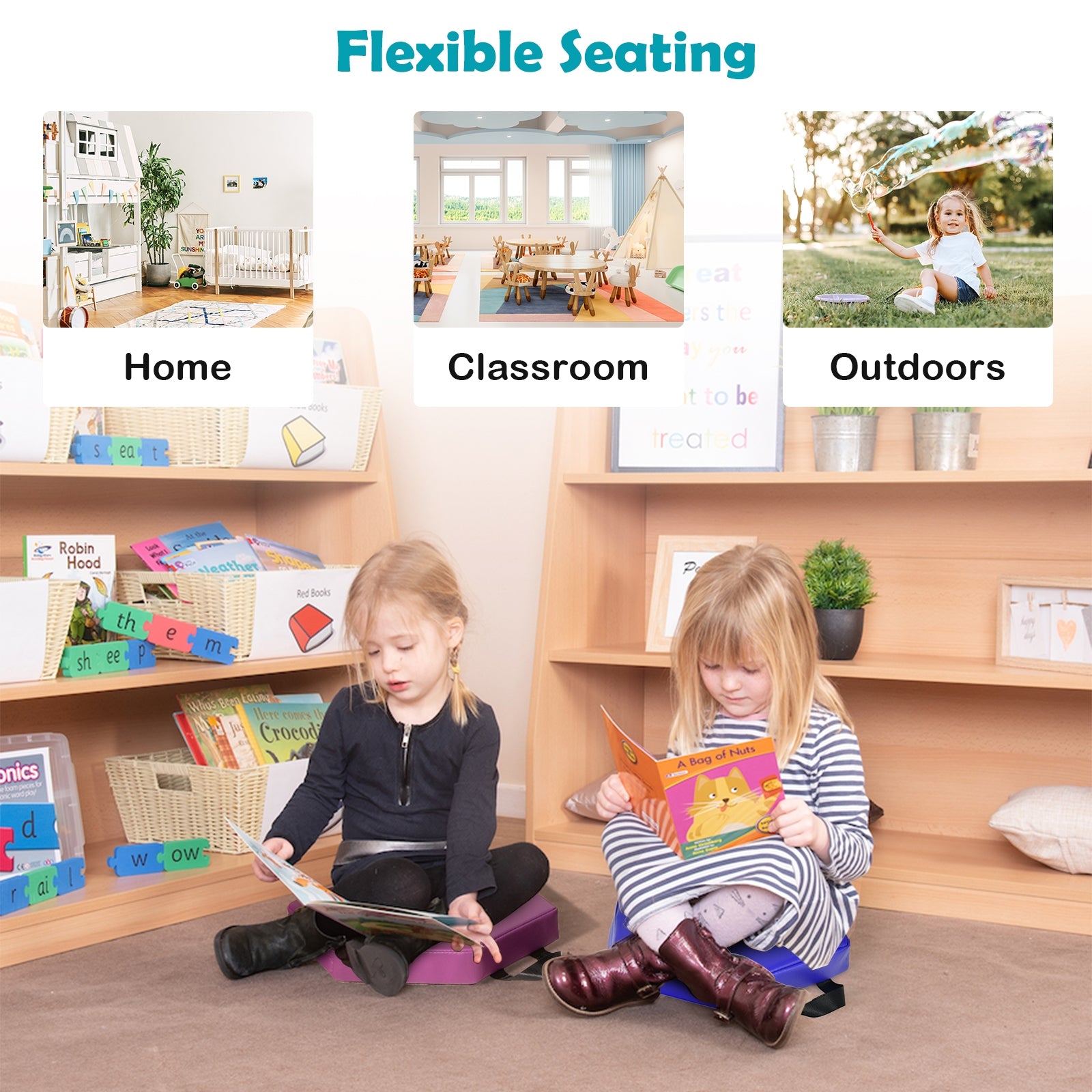 6 Pieces Hexagon Toddler Floor Cushions, Multicolor Kids Chairs & Seating at Gallery Canada