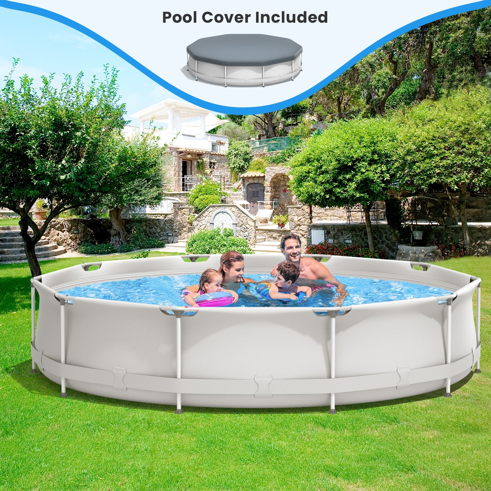 Round Above Ground Swimming Pool, Gray Swimming Pools at Gallery Canada