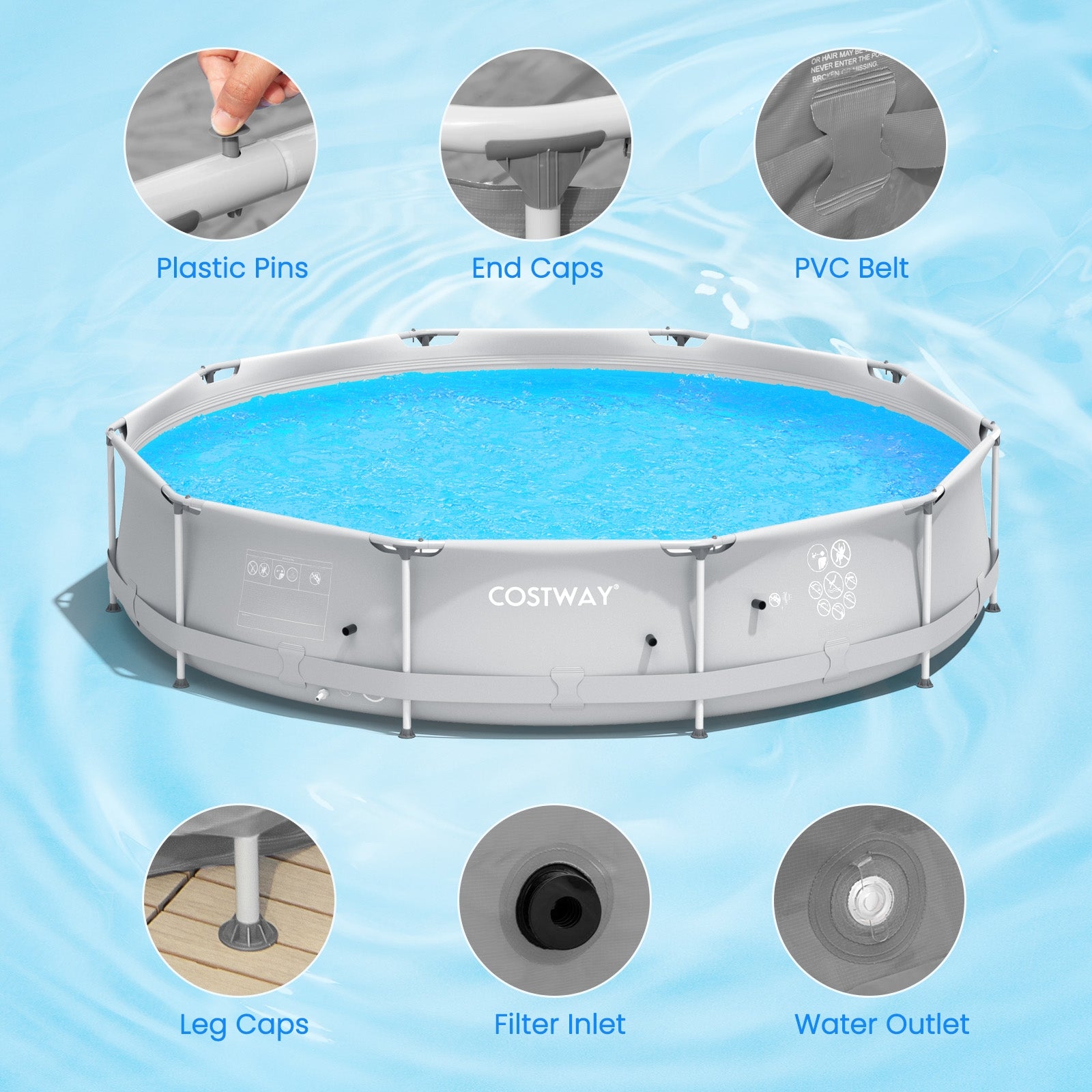 Round Above Ground Swimming Pool, Gray Swimming Pools at Gallery Canada
