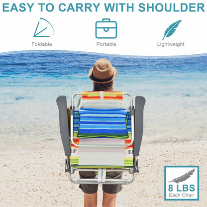 4-Pack 5-Position Folding Backpack Beach Chair With Pillow, Yellow Beach & Lawn Chairs at Gallery Canada