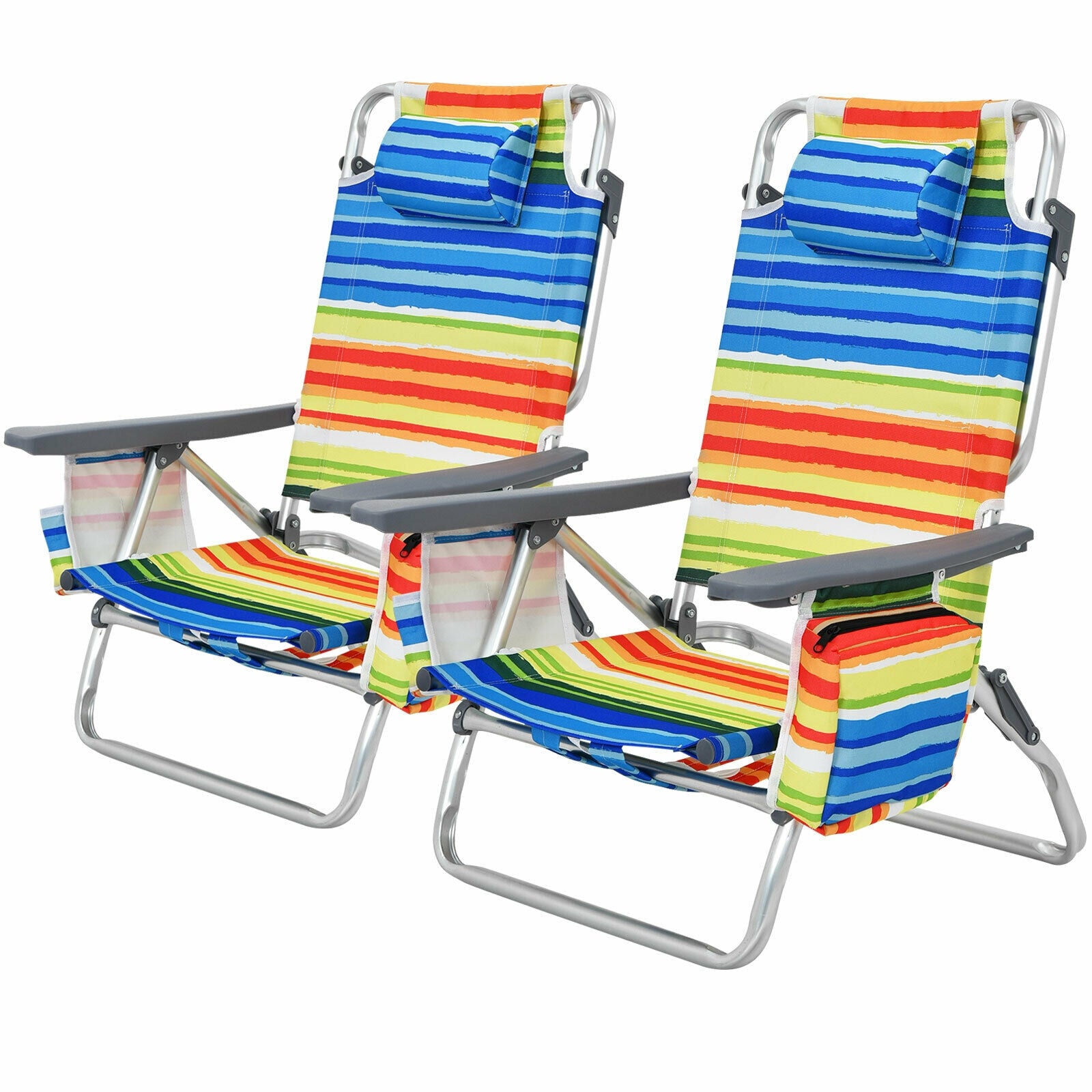 4-Pack 5-Position Folding Backpack Beach Chair With Pillow, Yellow Beach & Lawn Chairs at Gallery Canada