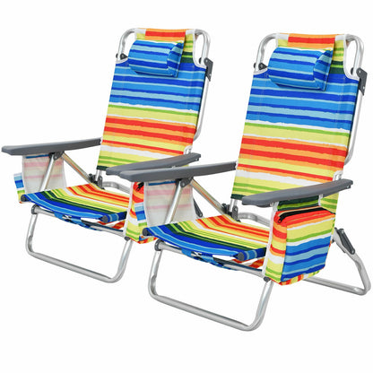 4-Pack 5-Position Folding Backpack Beach Chair With Pillow, Yellow Beach & Lawn Chairs at Gallery Canada