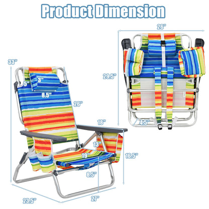 4-Pack 5-Position Folding Backpack Beach Chair With Pillow, Yellow Beach & Lawn Chairs at Gallery Canada