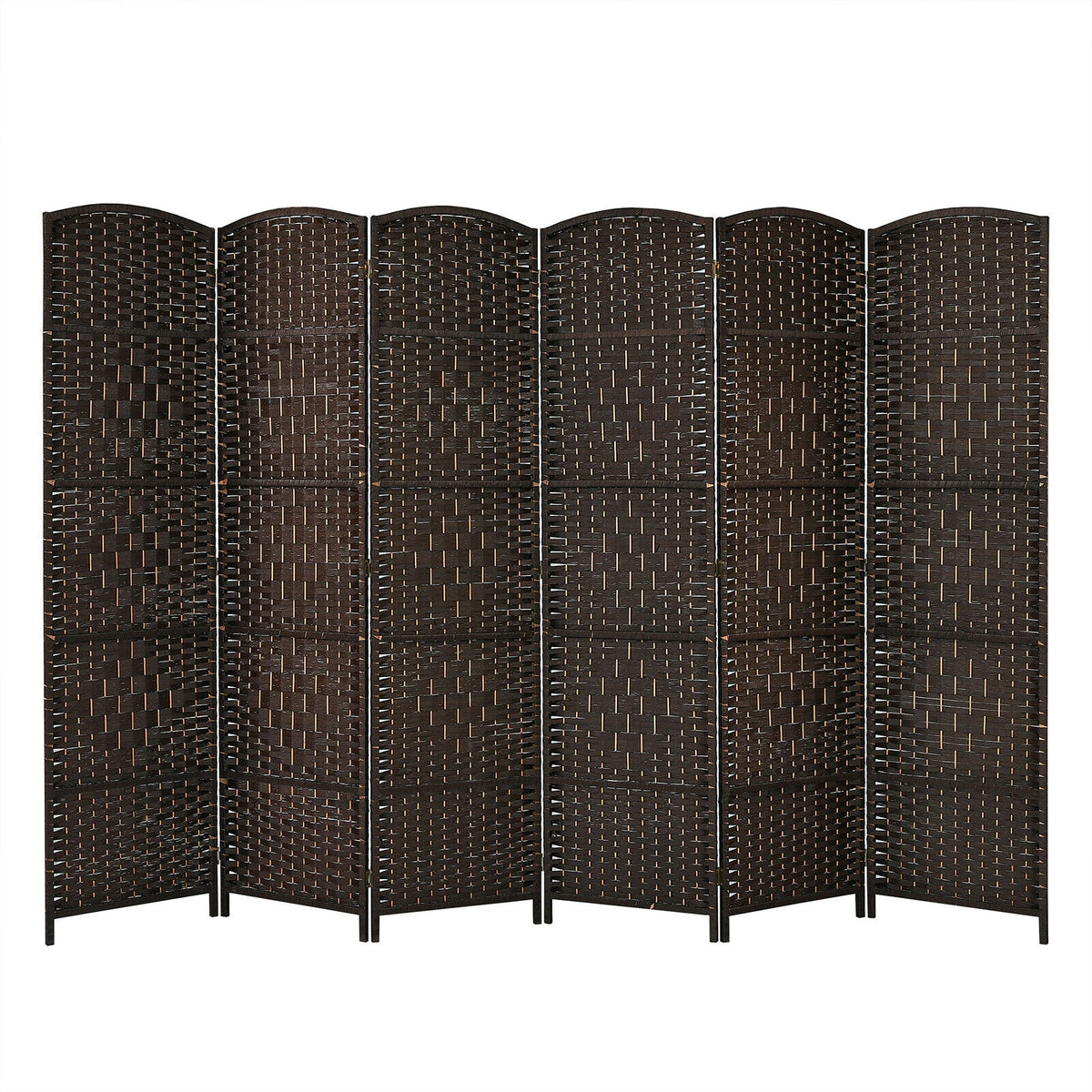6.5Ft 6-Panel Weave Folding Fiber Room Divider Screen, Brown Room Dividers at Gallery Canada