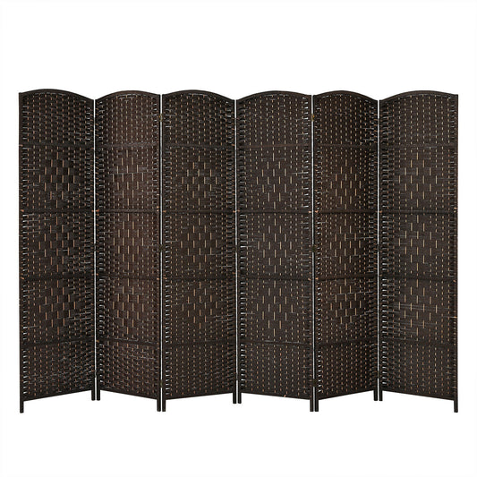 6.5Ft 6-Panel Weave Folding Fiber Room Divider Screen, Brown Room Dividers Brown at Gallery Canada