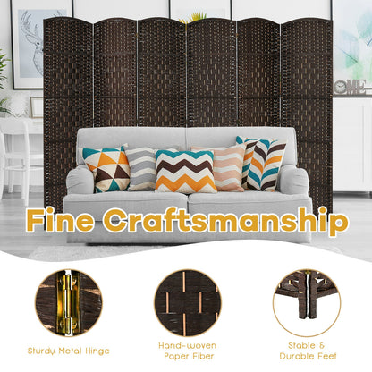 6.5Ft 6-Panel Weave Folding Fiber Room Divider Screen, Brown Room Dividers at Gallery Canada