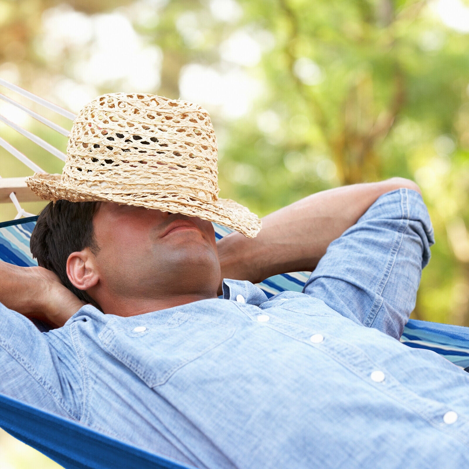 Cotton Hammock Chair Stand Set With Pillow Cup Holder, Blue Hammocks at Gallery Canada