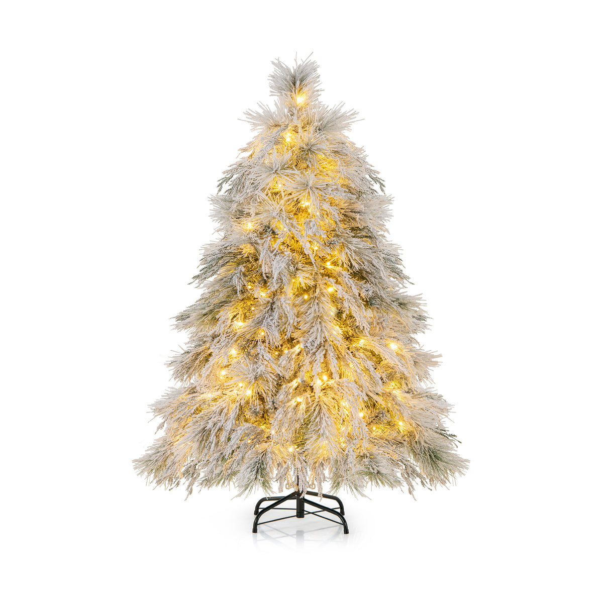 4.5 ft Snow Flocked Christmas Tree With Warm White LED Lights, White Christmas Tree at Gallery Canada
