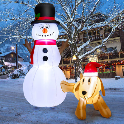 6 Feet Tall Inflatable Snowman And Dog Set, LED Lights, White Christmas Inflatables at Gallery Canada