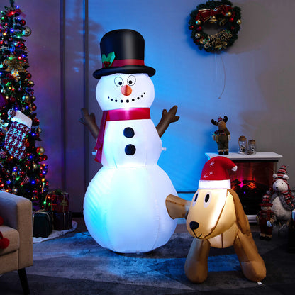 6 Feet Tall Inflatable Snowman And Dog Set, LED Lights, White Christmas Inflatables at Gallery Canada