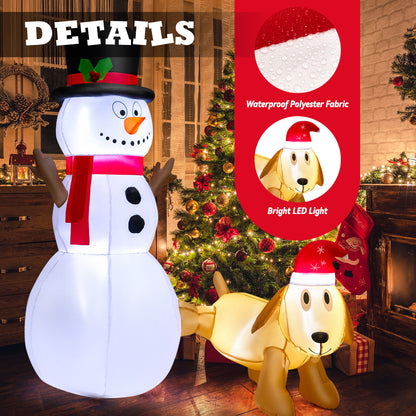 6 Feet Tall Inflatable Snowman And Dog Set, LED Lights, White Christmas Inflatables at Gallery Canada