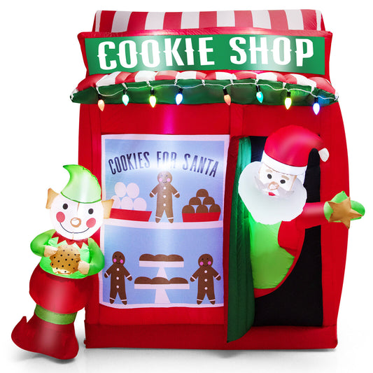 6.3 Feet Inflatable Gingerbread Cookie Shop, Red Christmas Inflatables Red at Gallery Canada