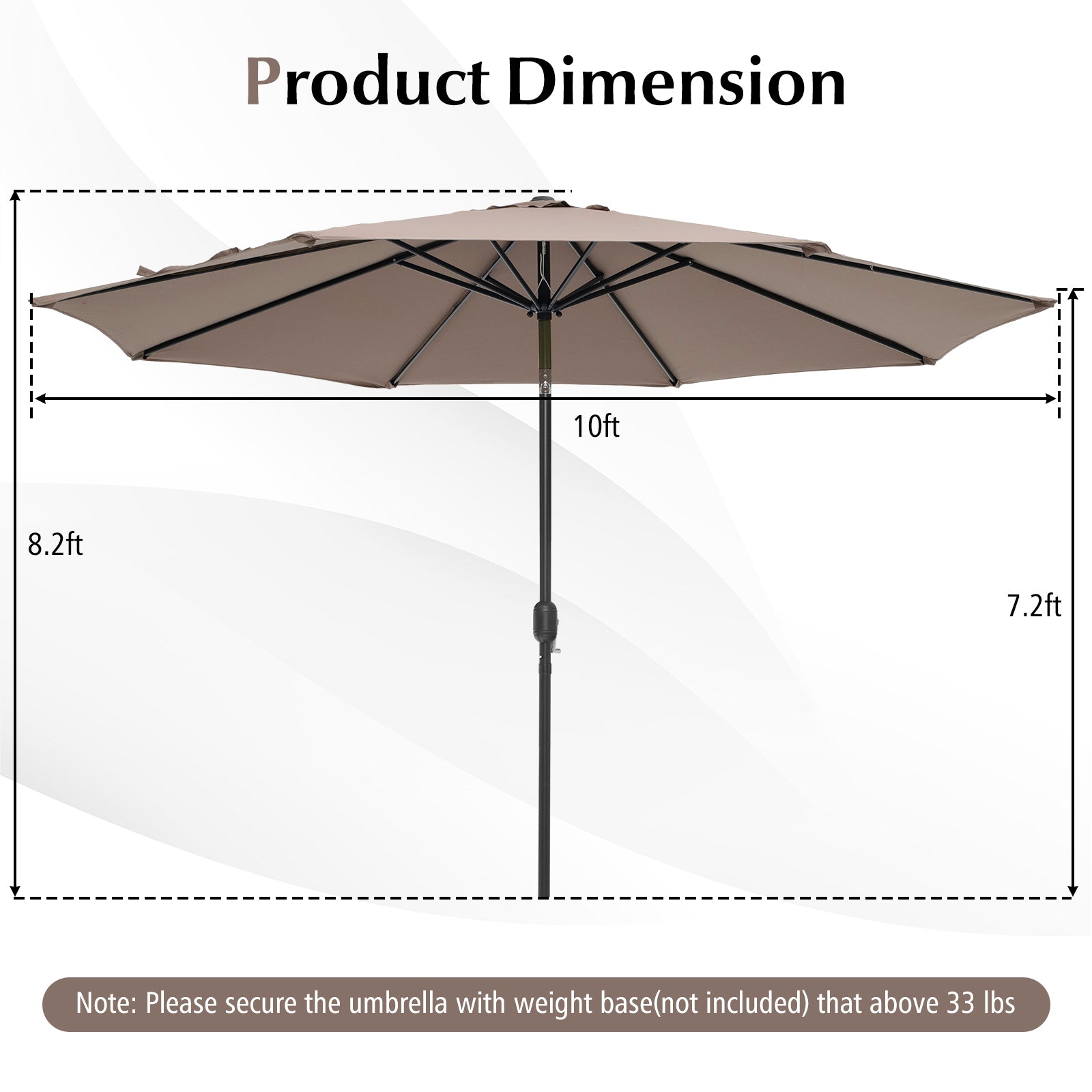 10 Feet Outdoor Patio Umbrella, Tilt Adjustment, Crank, Tan Outdoor Umbrellas at Gallery Canada