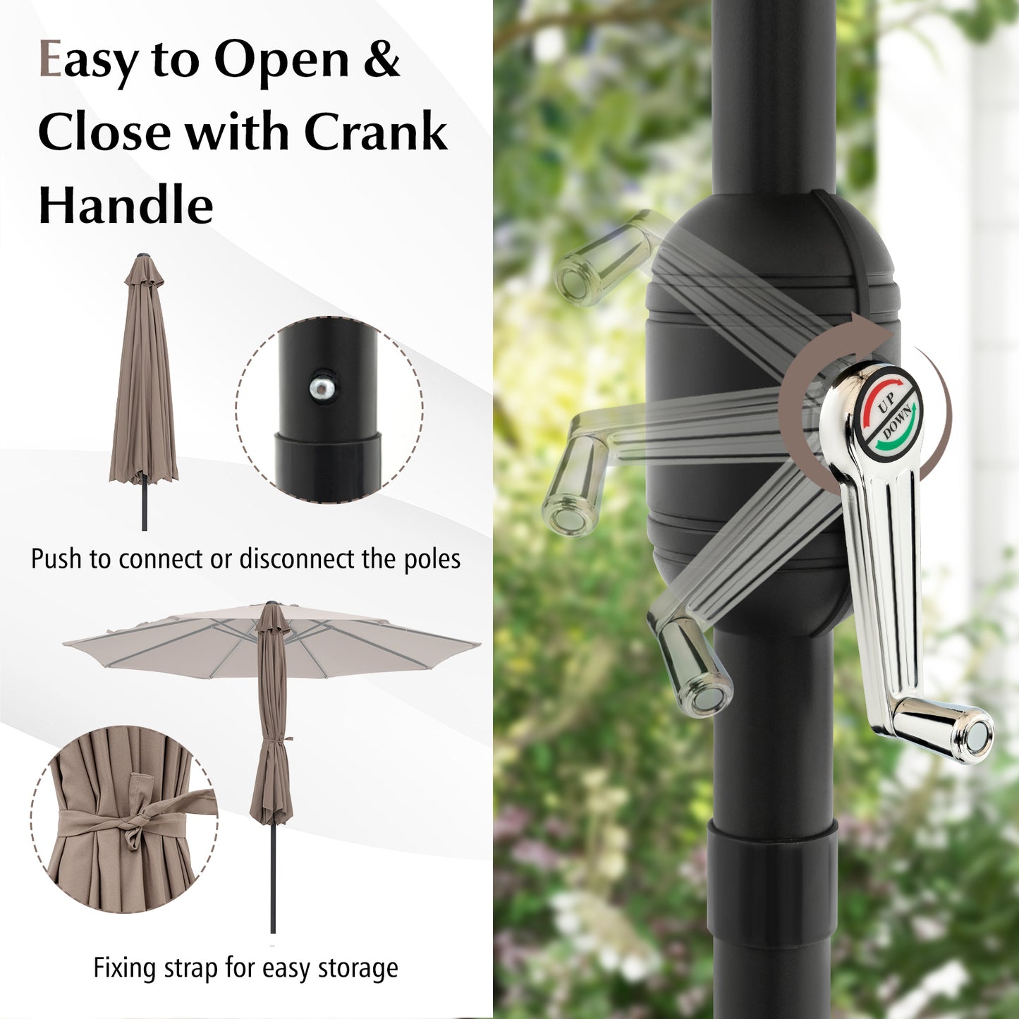 10 Feet Outdoor Patio Umbrella, Tilt Adjustment, Crank, Tan Outdoor Umbrellas at Gallery Canada