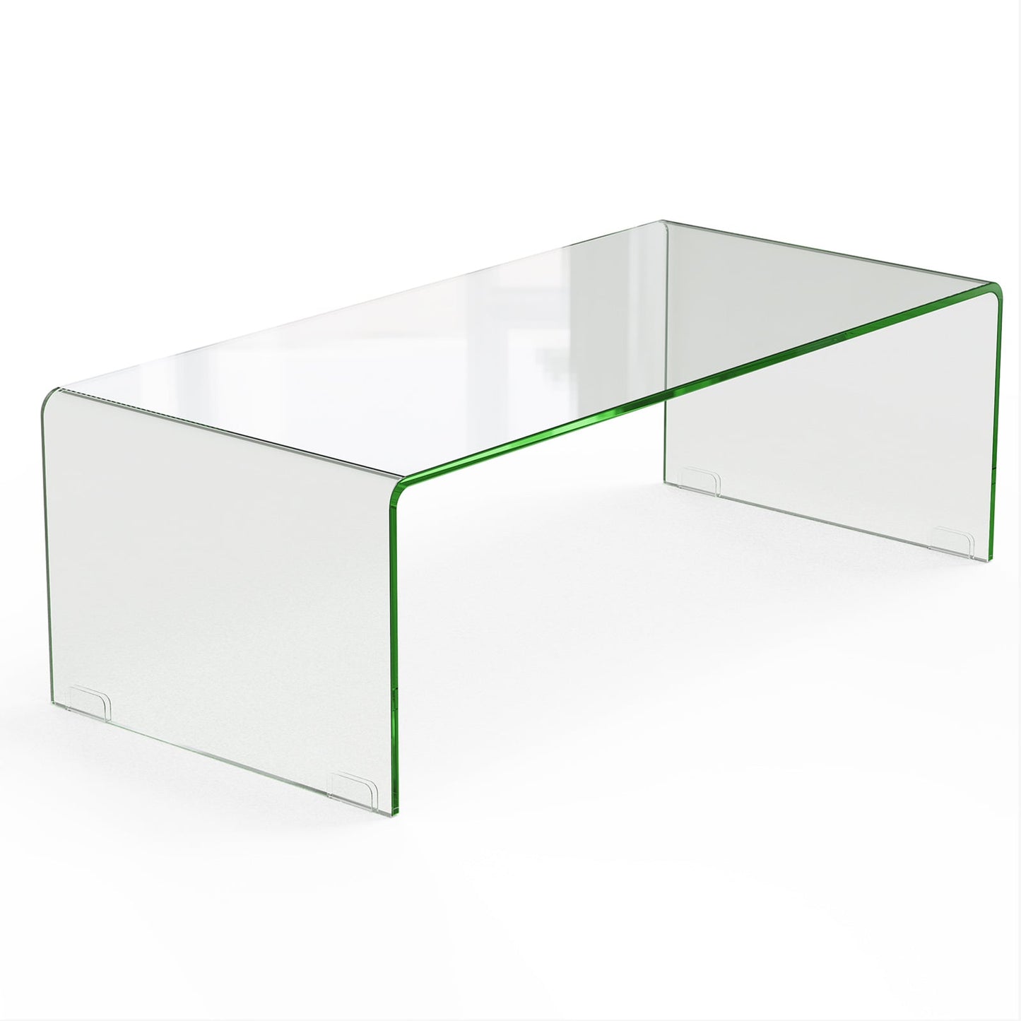 42 x 19.7 Inch Clear Tempered Glass Coffee Table, Rounded Edges, Transparent Coffee Tables at Gallery Canada