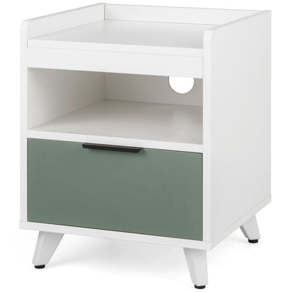 Modern Nightstand With LED Lights, Sliding Drawer, White Nightstands White at Gallery Canada