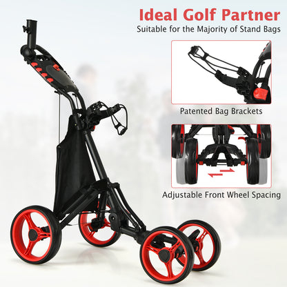 Lightweight Foldable Golf Push Cart, 4 Wheels, Red Golf at Gallery Canada