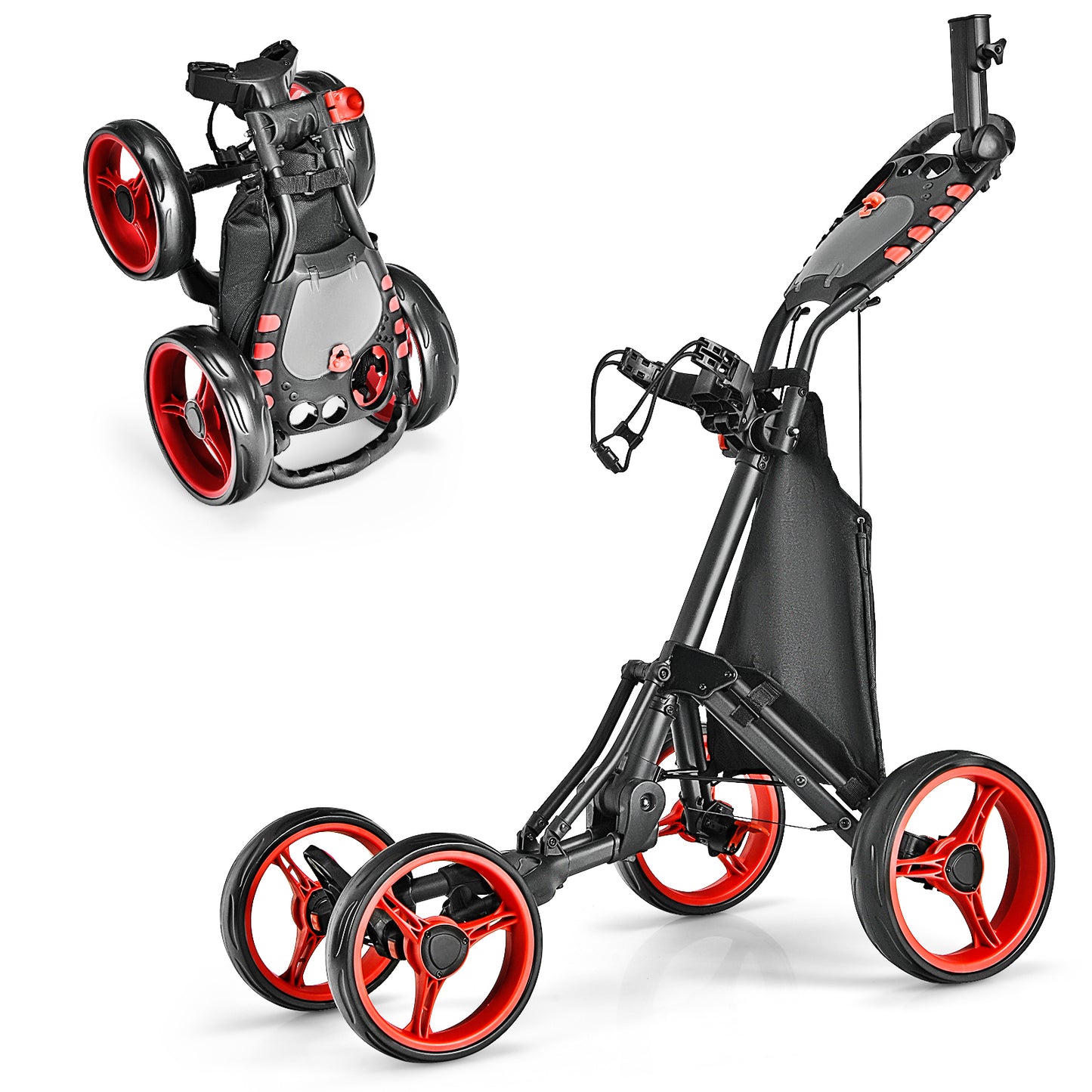 Lightweight Foldable Golf Push Cart, 4 Wheels, Red Golf at Gallery Canada