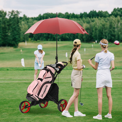 Folding 3 Wheels Golf Push Cart with Bag Scoreboard Adjustable Handle, Red Golf at Gallery Canada