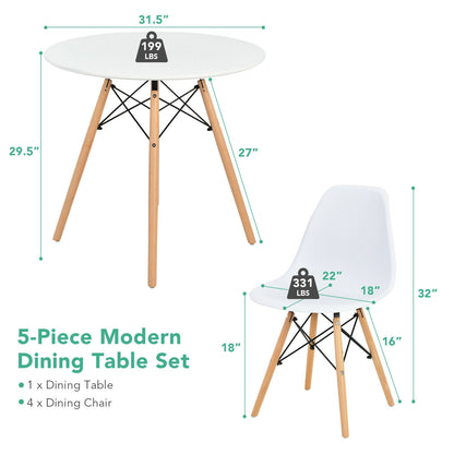 5-Piece Dining Table Set, Solid Wood Legs, White Dining Room Sets at Gallery Canada