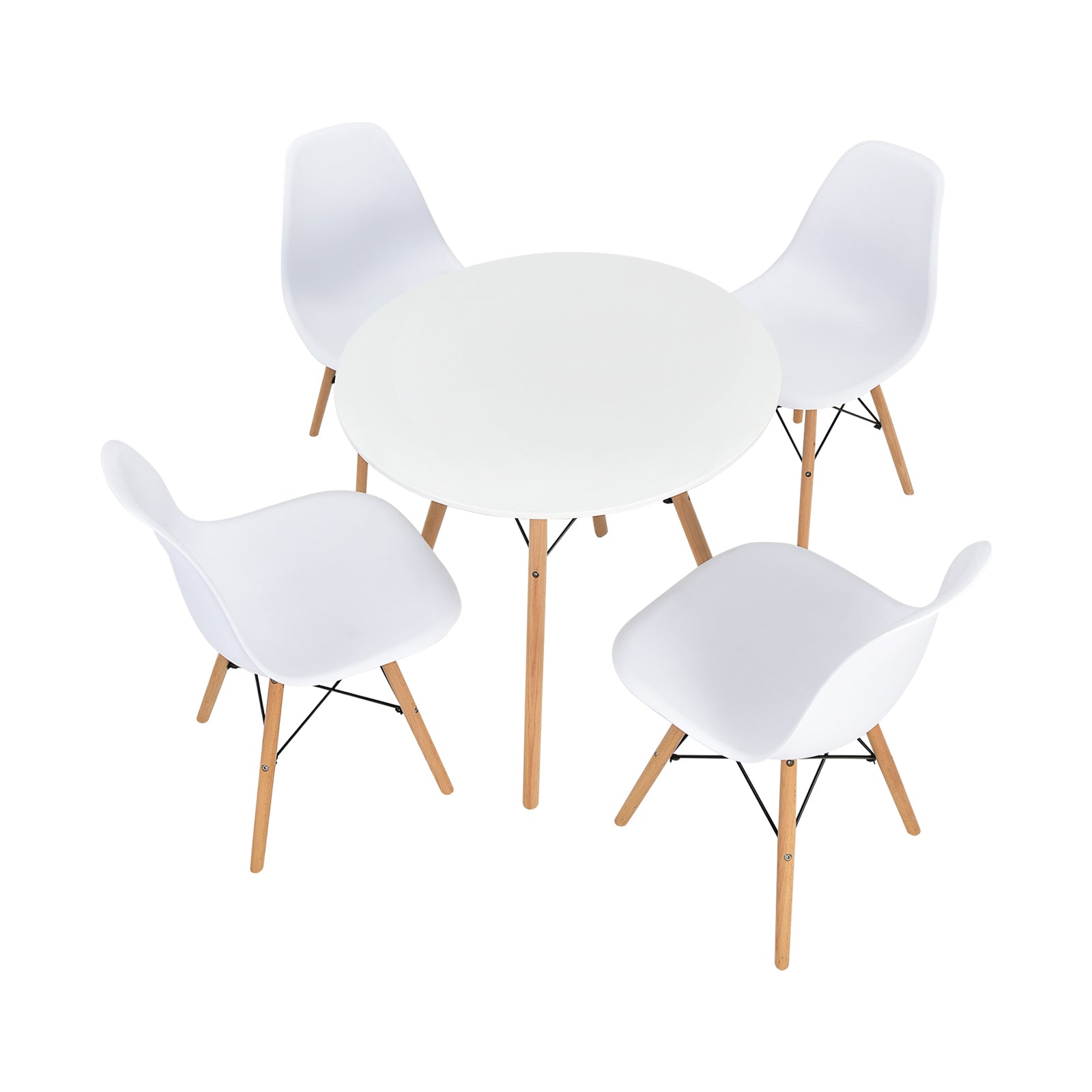 5-Piece Dining Table Set, Solid Wood Legs, White Dining Room Sets White at Gallery Canada