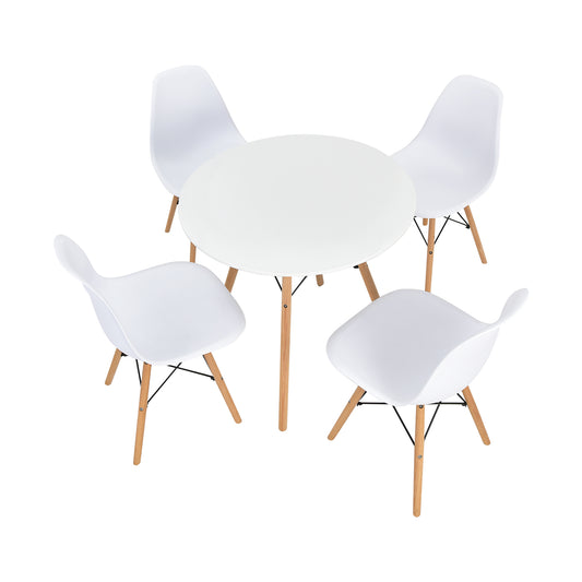 5-Piece Dining Table Set, Solid Wood Legs, White Dining Room Sets White at Gallery Canada