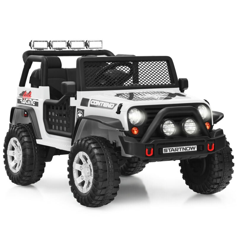Kids Electric Ride On Truck, 12V, Remote Control, Operation Lever, White Powered Ride On Toys at Gallery Canada