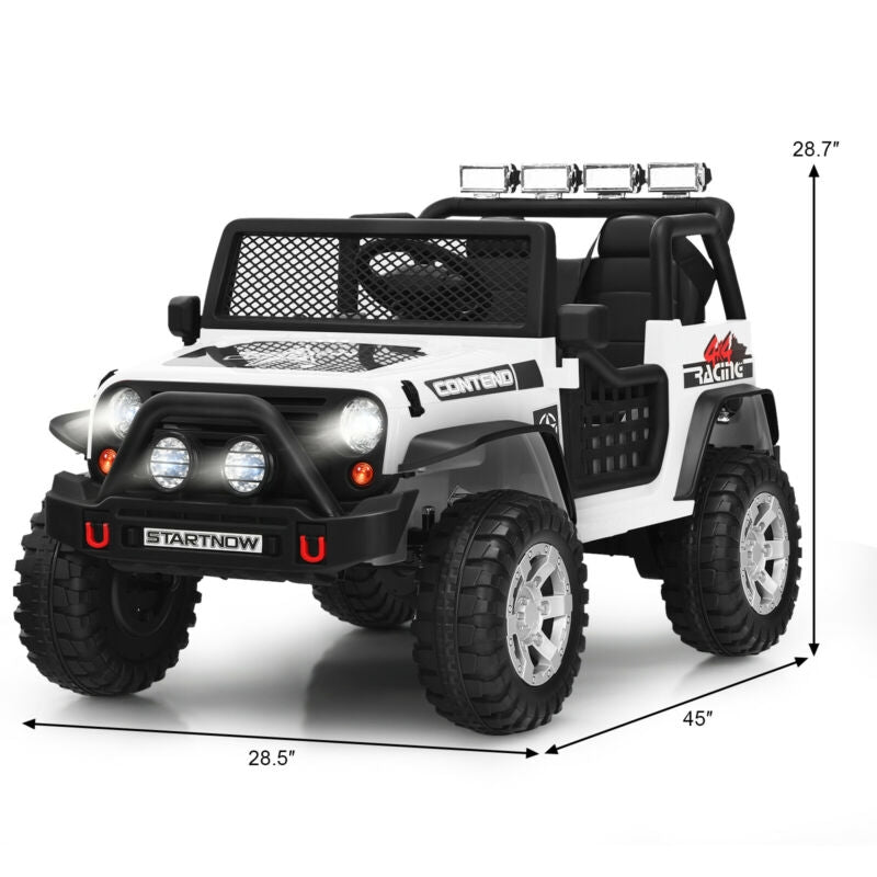 Kids Electric Ride On Truck, 12V, Remote Control, Operation Lever, White Powered Ride On Toys at Gallery Canada