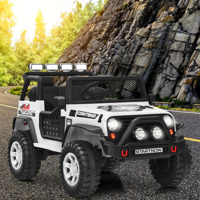 Kids Electric Ride On Truck, 12V, Remote Control, Operation Lever, White Powered Ride On Toys at Gallery Canada