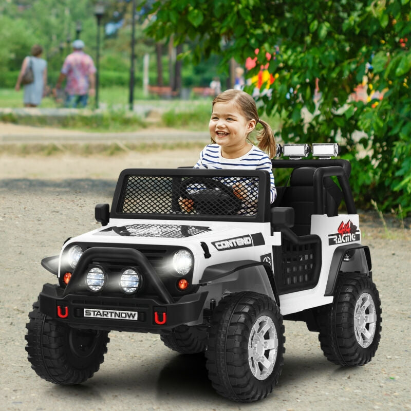 Kids Electric Ride On Truck, 12V, Remote Control, Operation Lever, White Powered Ride On Toys at Gallery Canada