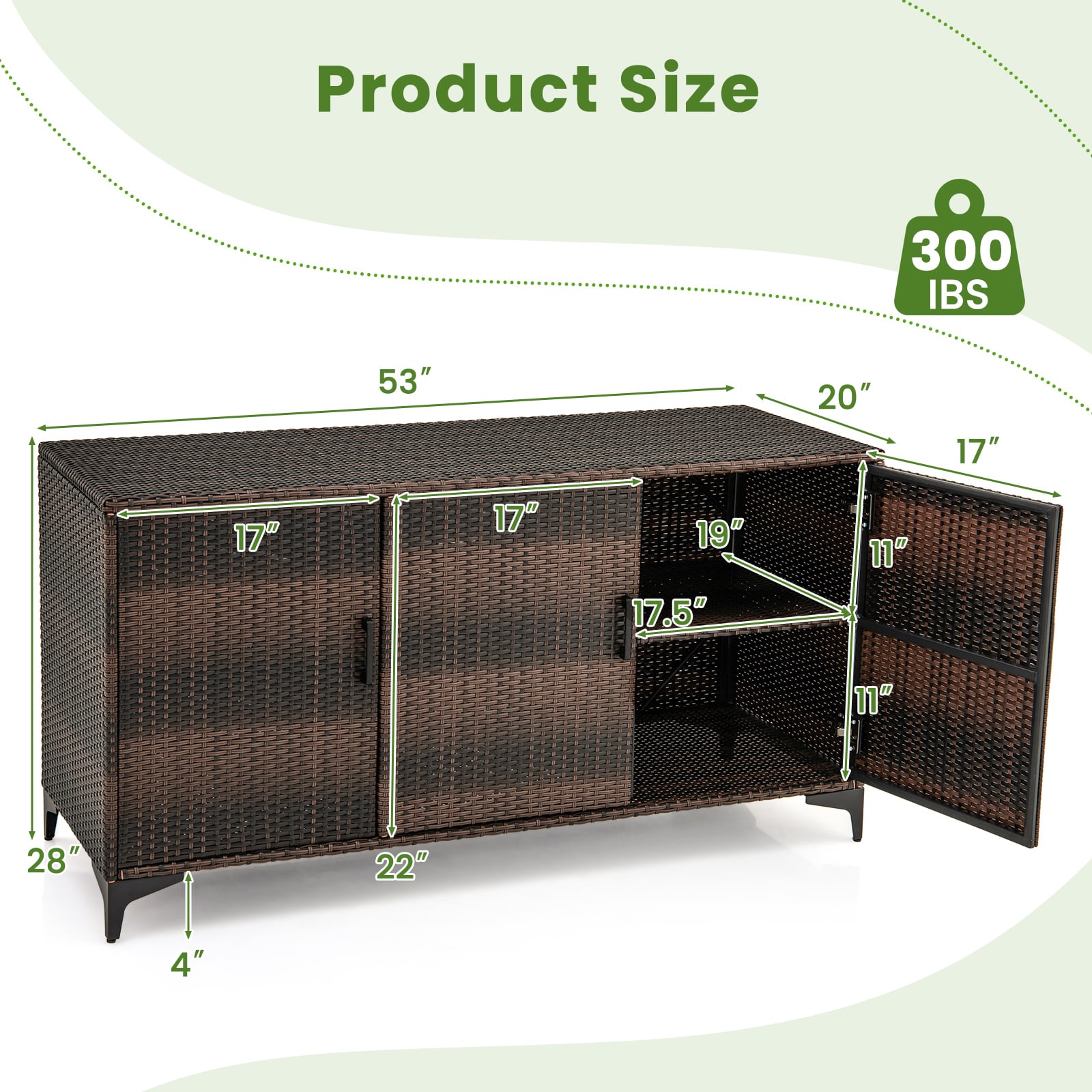 84 Gallon Patio Wicker Deck Box, 3-Door PE Rattan Storage Container, Brown Sheds & Outdoor Storage at Gallery Canada