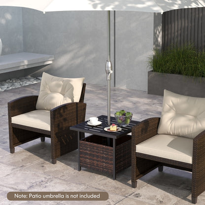 Outdoor Patio Rattan Wicker Steel Side Table, Brown Patio Tables at Gallery Canada