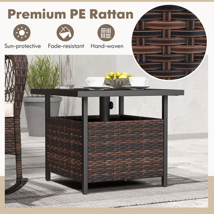Outdoor Patio Rattan Wicker Steel Side Table, Brown Patio Tables at Gallery Canada