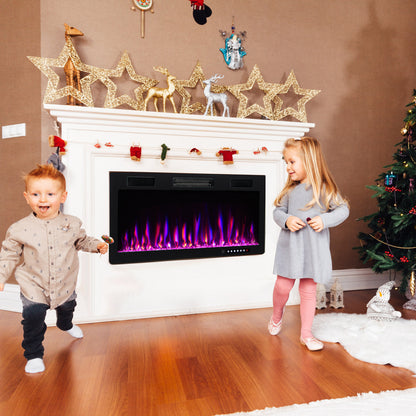 Electric Fireplace, 40 Inches, Recessed Wall Mount, Black Fireplaces at Gallery Canada