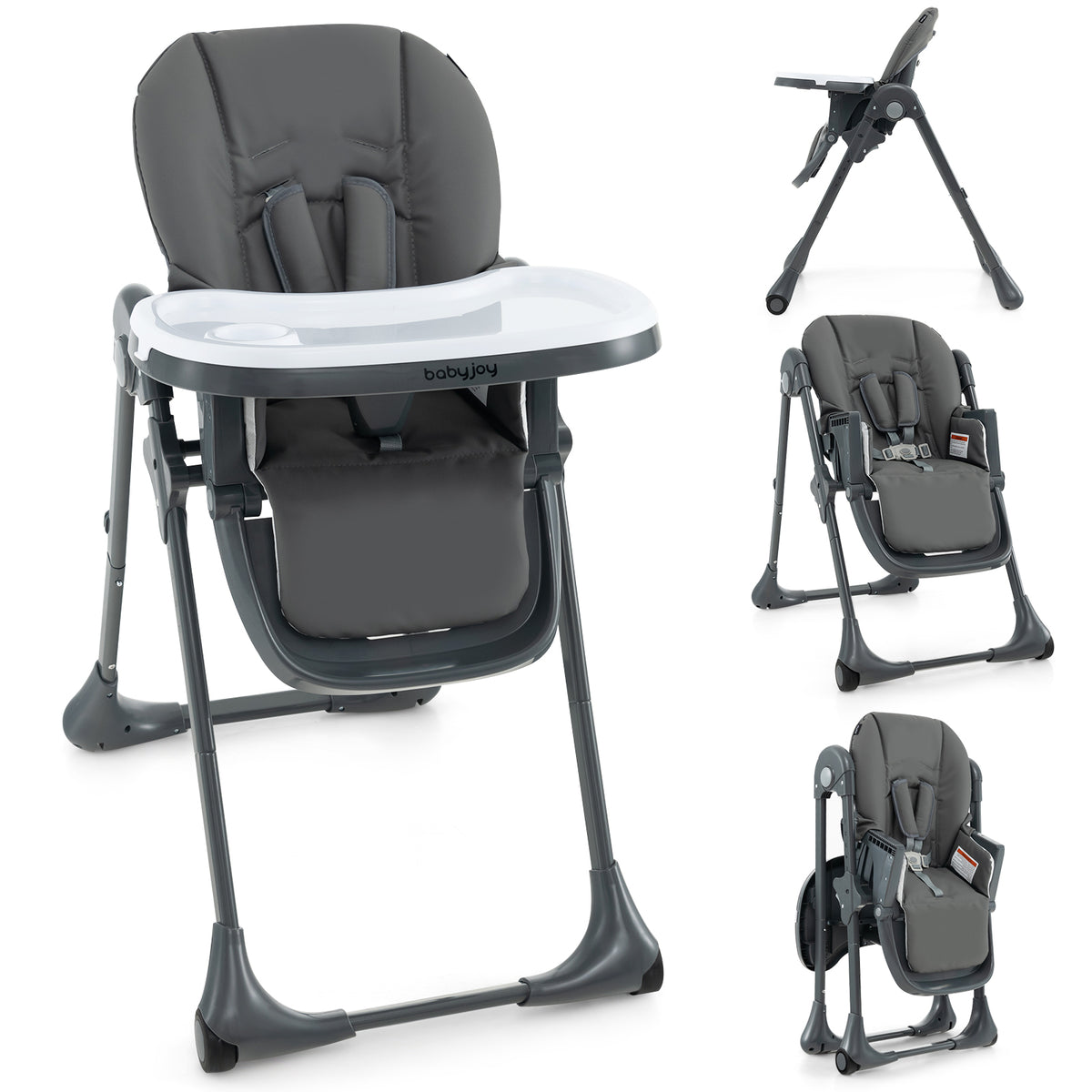 Convertible Baby High Chair, 3-In-1, 7 Heights, Double Tray, Dark Gray High Chairs at Gallery Canada