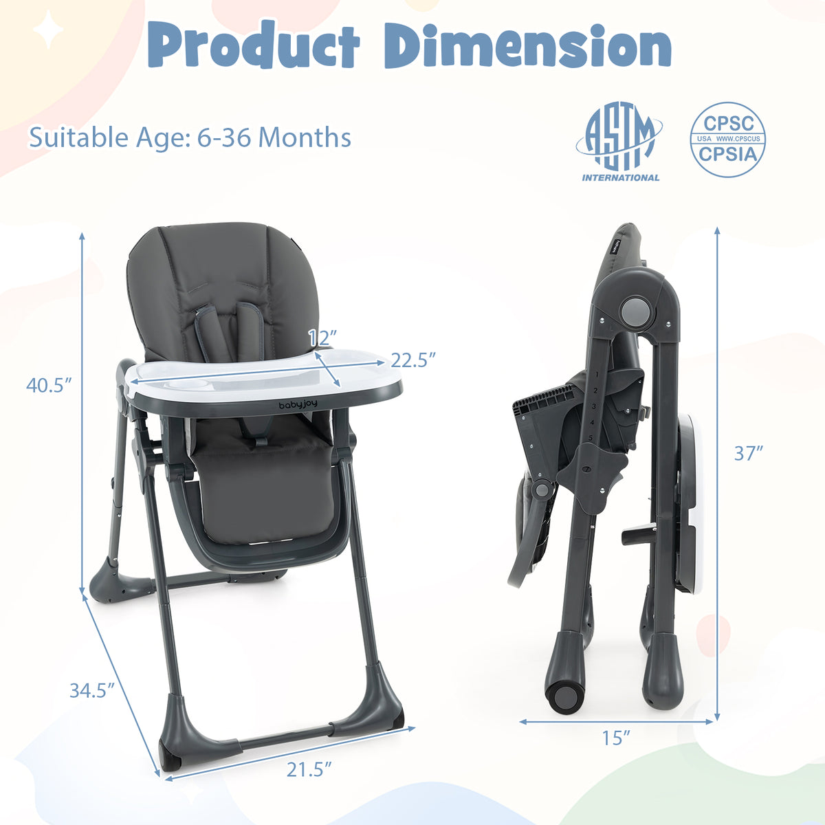 Convertible Baby High Chair, 3-In-1, 7 Heights, Double Tray, Dark Gray High Chairs at Gallery Canada