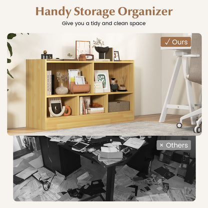 Kids 2-Shelf Bookcase, 5-Cube Wood Toy Storage Cabinet, Beige Kids Storage at Gallery Canada