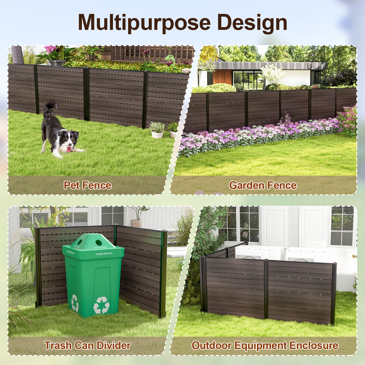 Outdoor Privacy Fence Screen, 5 Ground Stakes, Brown Room Dividers at Gallery Canada