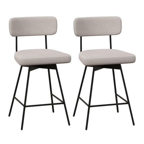 25 Inch 2-Piece Upholstered Bar Stools, Beige
