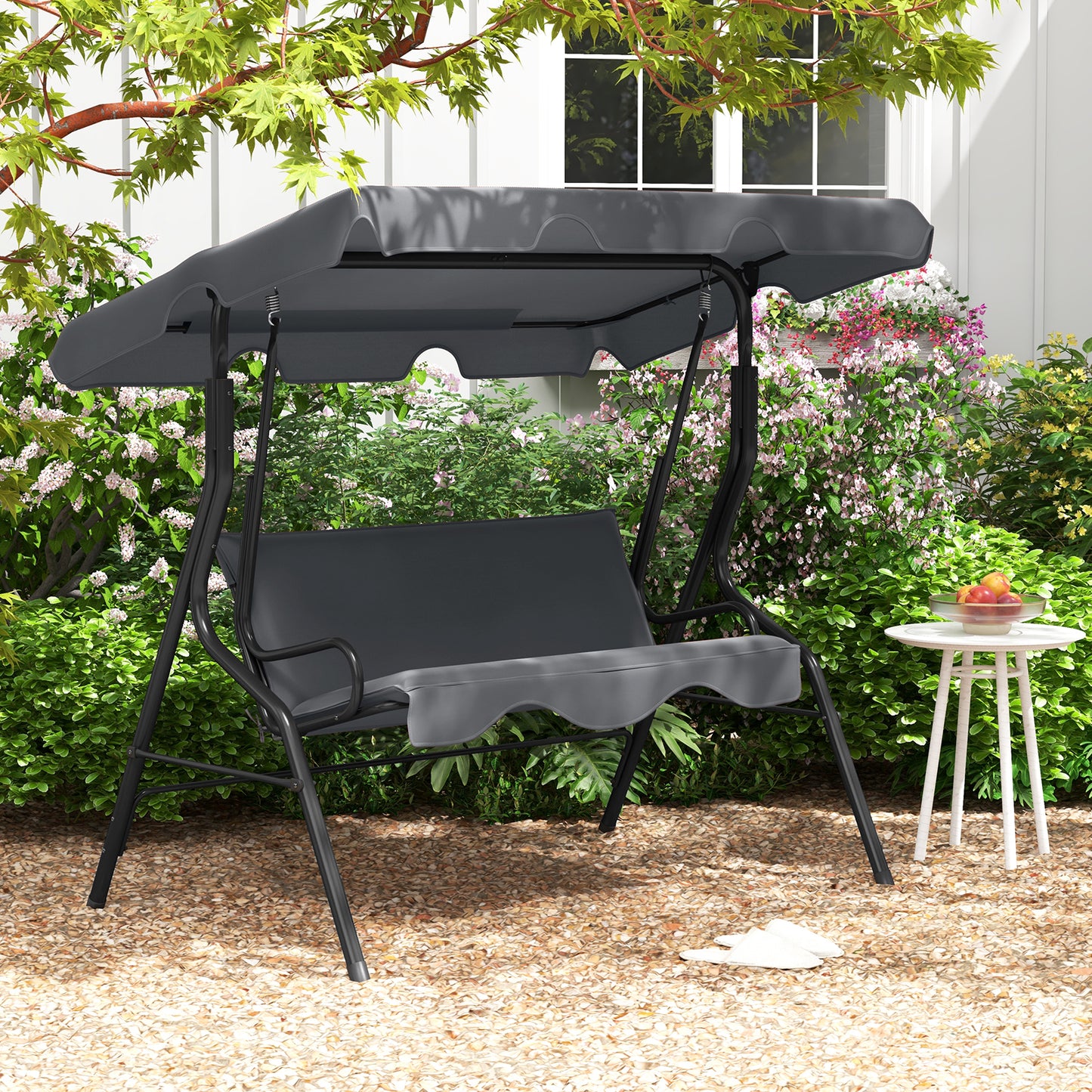 3-Seat Outdoor Patio Swing, Steel Frame, Gray Porch Swings at Gallery Canada