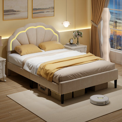 Upholstered LED Bed Frame, Adjustable Headboard, Full Size Trundle Bed Frame at Gallery Canada