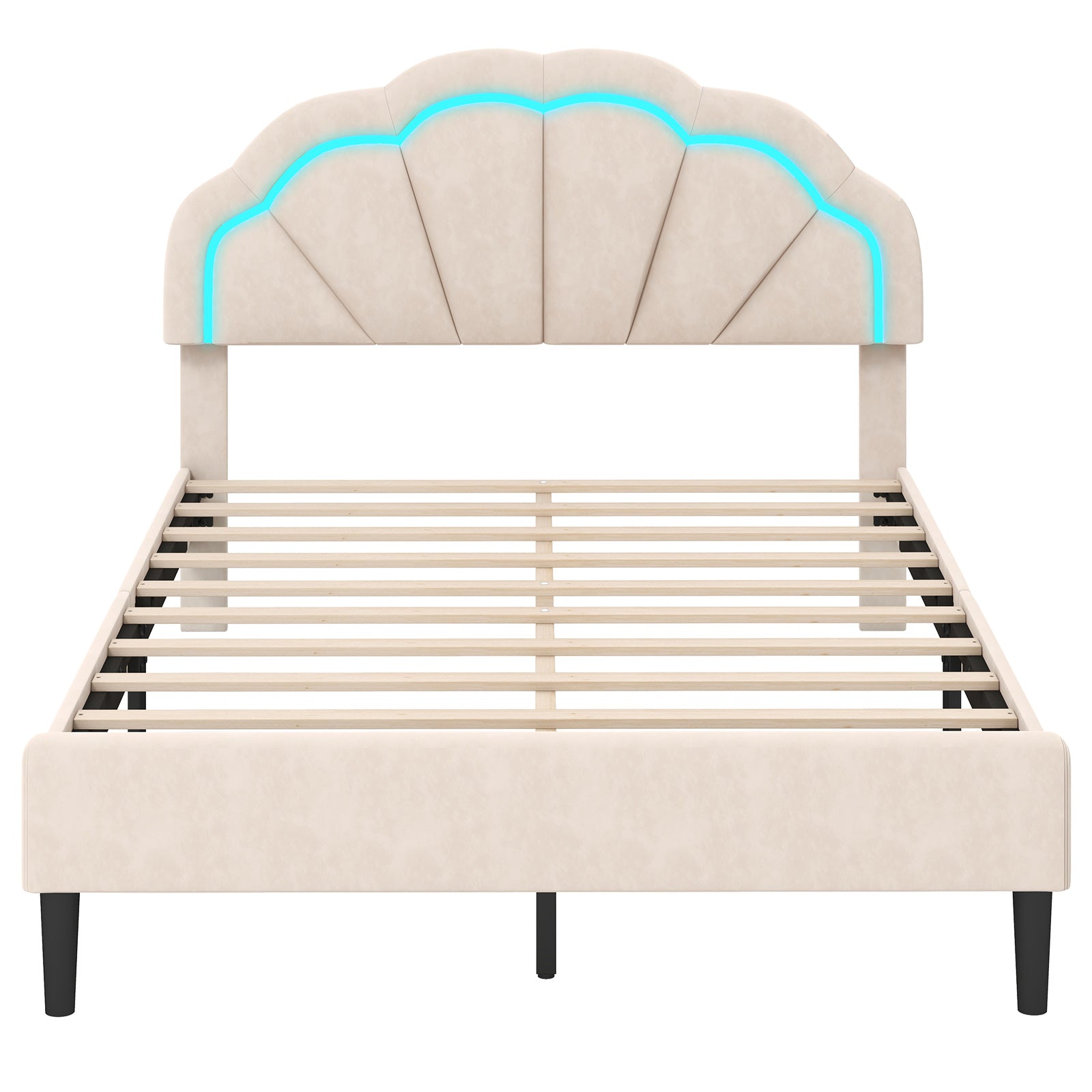Upholstered LED Bed Frame, Adjustable Headboard, Full Size Trundle Bed Frame at Gallery Canada