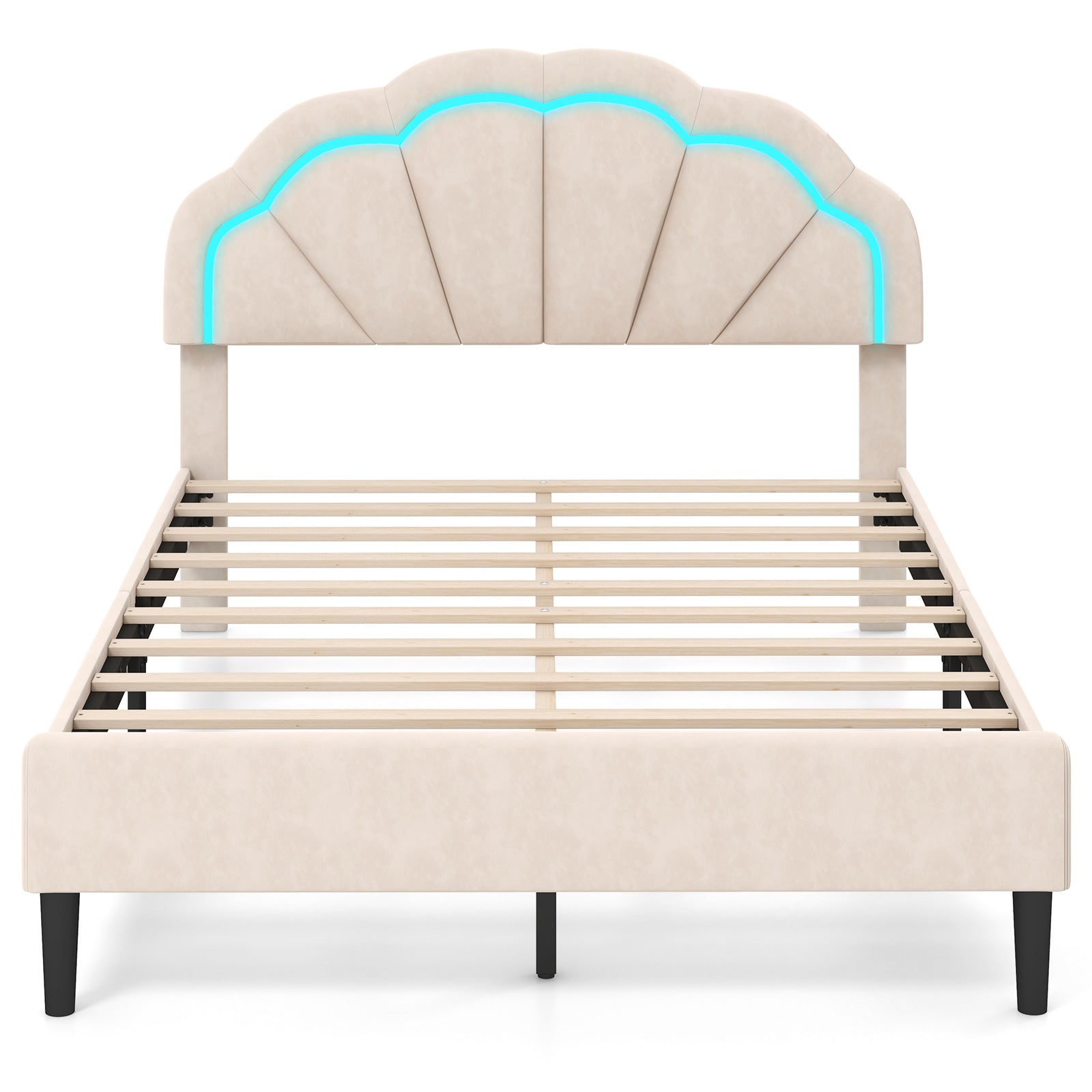 Upholstered LED Bed Frame, Adjustable Headboard, Full Size Trundle Bed Frame at Gallery Canada